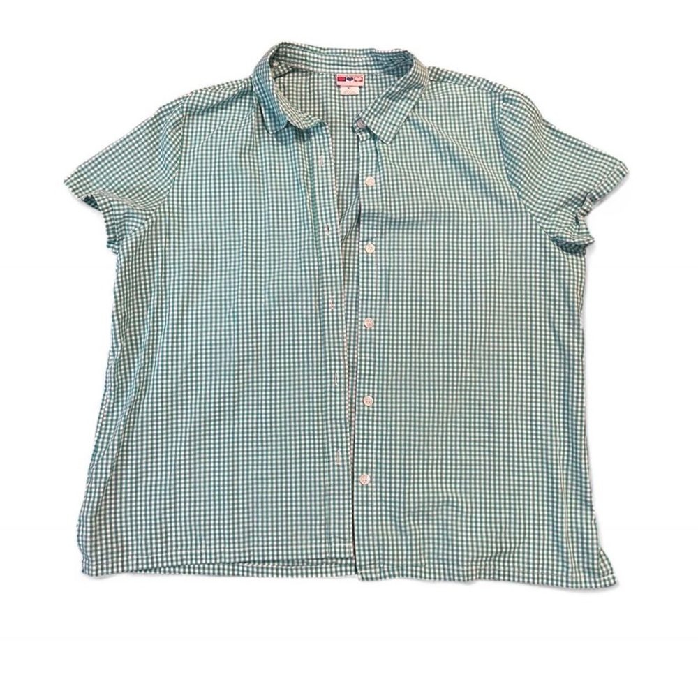 Women’s Vintage Green Checkered Button Down Shirt